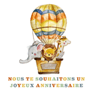 Montgolfi&egrave;re et animaux pour un anniversaire joyeux